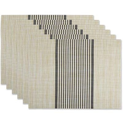 DII Tovaglietta da tavolo in tessuto PVC, 6 pezzi, colore: nero DII Tovaglietta da tavolo in tessuto PVC, 6 pezzi, colore: nero