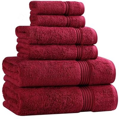 Superior Asciugamano, cotone, bordeaux, set da 6 pezzi Superior Asciugamano, cotone, bordeaux, set da 6 pezzi