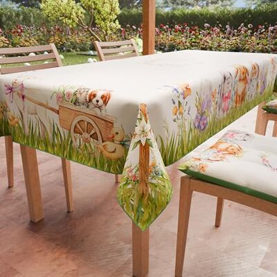 PETTI Artigiani Italiani Tovaglia Pasqua Antimacchia Rettangolare Copritavolo Pasquale Cucina Disegno Rabbit X6 Posti (140x180 cm) 100% Made in Italy PETTI Artigiani Italiani Tovaglia Pasqua Antimacchia Rettangolare Copritavolo Pasquale Cucina Disegno Rabbit X6 Posti (140x180 cm) 100% Made in Italy
