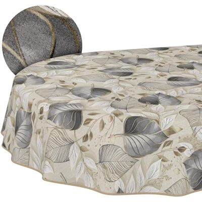 ANRO Tovaglia lavabile, effetto loto, facile da pulire, in cotone e poliestere, antimacchia, per esterni, con foglie, ovale, 180 x 140 cm, con nastro a pistagna ANRO Tovaglia lavabile, effetto loto, facile da pulire, in cotone e poliestere, antimacchia, per esterni, con foglie, ovale, 180 x 140 cm, con nastro a pistagna