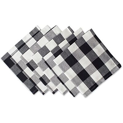 DII Buffalo Check Collection, set da tavolo Classic Farmhouse, set di tovaglioli, 20 x 20, bianco e nero, 6 pezzi DII Buffalo Check Collection, set da tavolo Classic Farmhouse, set di tovaglioli, 20 x 20, bianco e nero, 6 pezzi