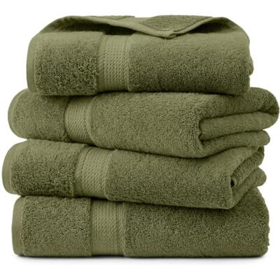 Superior Set di 4 asciugamani da bagno in pile di cotone egiziano, asciugamani ultra morbidi di lusso, essenziali in peluche spesso, assorbenti pesanti, bagno per gli ospiti, hotel, spa, bagno di casa Superior Set di 4 asciugamani da bagno in pile di cotone egiziano, asciugamani ultra morbidi di lusso, essenziali in peluche spesso, assorbenti pesanti, bagno per gli ospiti, hotel, spa, bagno di casa