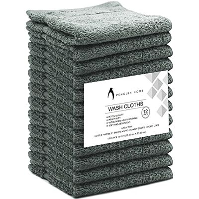 Penguin Home - 400 GSM Luxury Wash Cloths - Grigio - Asciugamano Penguin Home - 400 GSM Luxury Wash Cloths - Grigio - Asciugamano