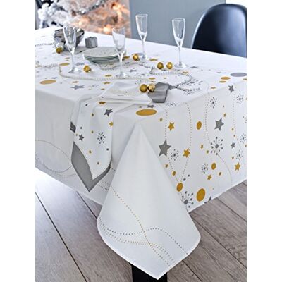 CALITEX Stella Tovaglia Rettangolare Poliestere Bianco 150 x 250 cm CALITEX Stella Tovaglia Rettangolare Poliestere Bianco 150 x 250 cm