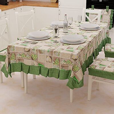PETTI Artigiani Italiani Tovaglia, Copritavolo Plastificato con Volant, Copritavola, Copritavolo Esterno Impermeabile in Cotone Disegno Lidia Verde X12 Posti (140x240 cm) 100% Made in Italy PETTI Artigiani Italiani Tovaglia, Copritavolo Plastificato con Volant, Copritavola, Copritavolo Esterno Impermeabile in Cotone Disegno Lidia Verde X12 Posti (140x240 cm) 100% Made in Italy