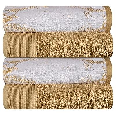 Superior Set di 4 asciugamani da bagno in cotone massiccio e marmo, ad asciugatura rapida, grandi, altamente assorbenti, morbidi, accessori decorativi moderni per il bagno, doccia, bagno essenziali Superior Set di 4 asciugamani da bagno in cotone massiccio e marmo, ad asciugatura rapida, grandi, altamente assorbenti, morbidi, accessori decorativi moderni per il bagno, doccia, bagno essenziali