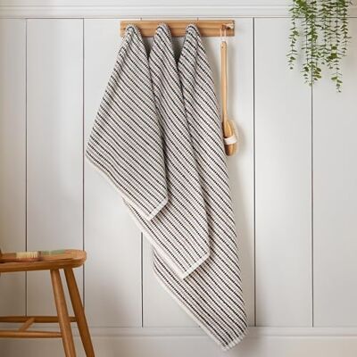 Catherine Lansfield Rice Weave Asciugamano da bagno in cotone a righe, 70 x 127 cm, colore: Grigio Catherine Lansfield Rice Weave Asciugamano da bagno in cotone a righe, 70 x 127 cm, colore: Grigio