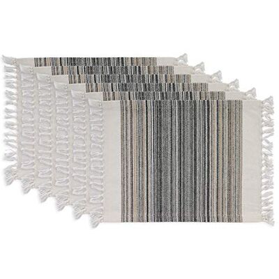 DII Everyday Collection Set di tovagliette da tavolo, motivo a righe con frange, 33 x 50 cm, 2 pezzi, colore: nero DII Everyday Collection Set di tovagliette da tavolo, motivo a righe con frange, 33 x 50 cm, 2 pezzi, colore: nero