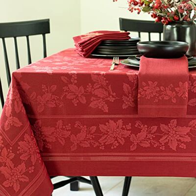 Benson Mills Holiday Elegance Tovaglia in tessuto jacquard pesante, per vacanze, inverno e Natale (rosso scuro, 152 x 365 cm, rettangolare) Benson Mills Holiday Elegance Tovaglia in tessuto jacquard pesante, per vacanze, inverno e Natale (rosso scuro, 152 x 365 cm, rettangolare)