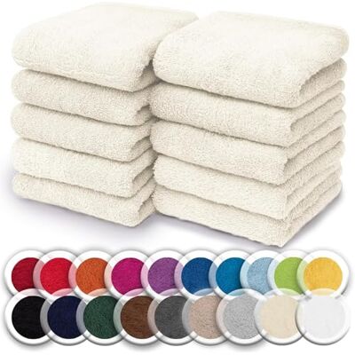 NatureMark Set da 10 panni in spugna per viso e mani – 100% cotone, morbidi e assorbenti – 30×30 cm, Naturale/Crema NatureMark Set da 10 panni in spugna per viso e mani – 100% cotone, morbidi e assorbenti – 30×30 cm, Naturale/Crema