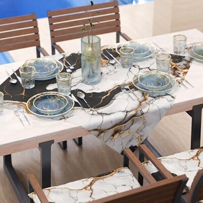 PETTI Artigiani Italiani Tovaglia Centrotavola Moderno Effetto Marmo Nero, Centrotavola da Cucina 90x90 cm, 100% Made in Italy PETTI Artigiani Italiani Tovaglia Centrotavola Moderno Effetto Marmo Nero, Centrotavola da Cucina 90x90 cm, 100% Made in Italy