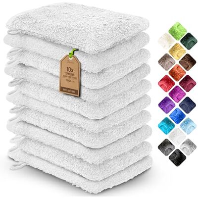 NatureMark Confezione da 10 Guanti da Bagno in Spugna 100% Cotone – Morbidi e Resistenti, Ideali per la Cura Quotidiana e gli Ospiti – Bianco 15x21 cm NatureMark Confezione da 10 Guanti da Bagno in Spugna 100% Cotone – Morbidi e Resistenti, Ideali per la Cura Quotidiana e gli Ospiti – Bianco 15x21 cm