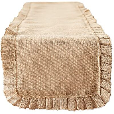 DII Tavolo da cucina, finitura a volant naturale, runner da tavolo, 14 x 108 cm DII Tavolo da cucina, finitura a volant naturale, runner da tavolo, 14 x 108 cm