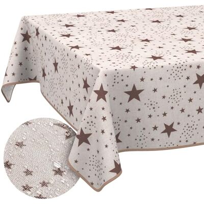 ANRO Tovaglia in tessuto lavabile, tovaglia in cotone, poliestere, motivo stelle, rotonda, 140 cm, per interni ed esterni ANRO Tovaglia in tessuto lavabile, tovaglia in cotone, poliestere, motivo stelle, rotonda, 140 cm, per interni ed esterni