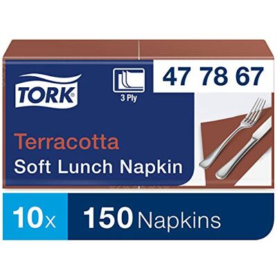 Tork Tovagliolo Lunch Soft terracotta Advanced, 3 veli, piegato in 4, 10 pacchi x 150 tovaglioli (1500 pz), 33 cm (lungh.) x 32,6 cm (largh.) Tork Tovagliolo Lunch Soft terracotta Advanced, 3 veli, piegato in 4, 10 pacchi x 150 tovaglioli (1500 pz), 33 cm (lungh.) x 32,6 cm (largh.)
