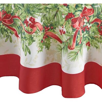 Elrene Home Fashions Holly Traditions Tovaglia in tessuto, ovale, 152,4 x 213,4 cm Elrene Home Fashions Holly Traditions Tovaglia in tessuto, ovale, 152,4 x 213,4 cm