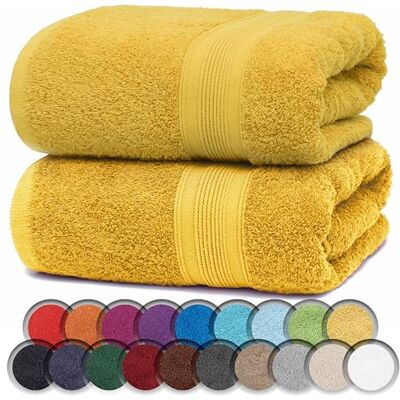 NatureMark Confezione da 2 Asciugamani Sauna, Qualità Premium, 80 x 200 cm, 100% Cotone, Giallo NatureMark Confezione da 2 Asciugamani Sauna, Qualità Premium, 80 x 200 cm, 100% Cotone, Giallo