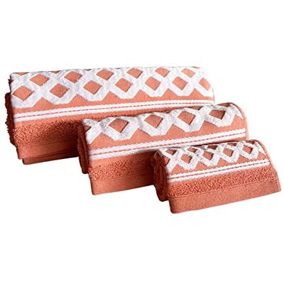 WELL HOME MOBILIARIO & DECORACIÓN 3 asciugamani da bagno in cotone, colore corallo WELL HOME MOBILIARIO & DECORACIÓN 3 asciugamani da bagno in cotone, colore corallo