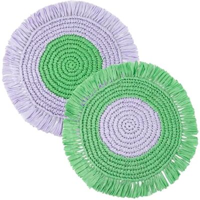 Talking Tables 2 tovagliette colorate in rafia lilla e verde pastello fatte a mano, decorazioni da tavola per lei, pasqua estate – progettate nel Regno Unito da Size 30 cm Talking Tables 2 tovagliette colorate in rafia lilla e verde pastello fatte a mano, decorazioni da tavola per lei, pasqua estate – progettate nel Regno Unito da Size 30 cm