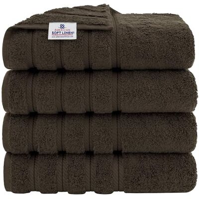 American Soft Linen , Lussuoso set di 4 asciugamani da bagno, 600 g/m², 100% cotone turco, asciugamani da bagno, 68 x 137 cm, extra large, colore: marrone American Soft Linen , Lussuoso set di 4 asciugamani da bagno, 600 g/m², 100% cotone turco, asciugamani da bagno, 68 x 137 cm, extra large, colore: marrone