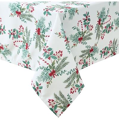 Laura Ashley Tovaglia decorativa, resistente alle pieghe e alle macchie, a prova di fuoriuscite, impermeabile, facile da pulire, lavabile, in poliestere, 152 x 259 cm, motivo: bastoncino di zucchero Laura Ashley Tovaglia decorativa, resistente alle pieghe e alle macchie, a prova di fuoriuscite, impermeabile, facile da pulire, lavabile, in poliestere, 152 x 259 cm, motivo: bastoncino di zucchero