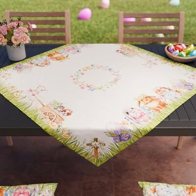 PETTI Artigiani Italiani Accessori Tessili da Cucina, Centrotavola Pasqua Moderno 90x90 cm in Microfibra, Tovaglia Centro Tavola Elegante in Stampa Digitale Rabbit, 100% Made in Italy PETTI Artigiani Italiani Accessori Tessili da Cucina, Centrotavola Pasqua Moderno 90x90 cm in Microfibra, Tovaglia Centro Tavola Elegante in Stampa Digitale Rabbit, 100% Made in Italy