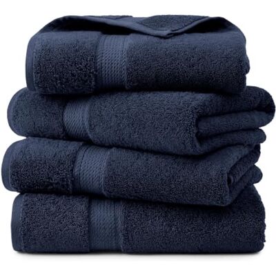 Superior Set di 4 asciugamani da bagno in pile di cotone egiziano, asciugamani ultra morbidi di lusso, essenziali in peluche spesso, assorbenti pesanti, bagno per ospiti, hotel, spa, bagno di casa Superior Set di 4 asciugamani da bagno in pile di cotone egiziano, asciugamani ultra morbidi di lusso, essenziali in peluche spesso, assorbenti pesanti, bagno per ospiti, hotel, spa, bagno di casa