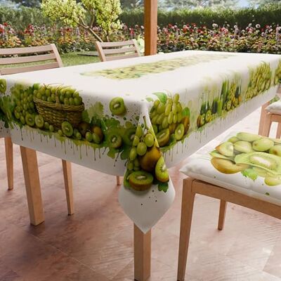 PETTI Artigiani Italiani Tovaglia Antimacchia Rettangolare Copritavolo Cucina Disegno Frutta Uva e Kiwi (140x300 cm) 100% Made in Italy PETTI Artigiani Italiani Tovaglia Antimacchia Rettangolare Copritavolo Cucina Disegno Frutta Uva e Kiwi (140x300 cm) 100% Made in Italy