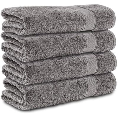 Komfortec Set di 4 asciugamani da doccia, 70 x 140 cm, in 100% cotone, 470 g/m², in spugna, morbido, grigio antracite Komfortec Set di 4 asciugamani da doccia, 70 x 140 cm, in 100% cotone, 470 g/m², in spugna, morbido, grigio antracite