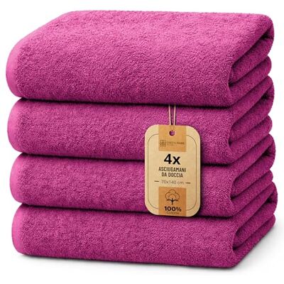 NatureMark Set da 4 teli doccia – teli doccia morbidi e assorbenti in 100% cotone, adatti all’uso quotidiano – Rosa, 70x140 cm NatureMark Set da 4 teli doccia – teli doccia morbidi e assorbenti in 100% cotone, adatti all’uso quotidiano – Rosa, 70x140 cm