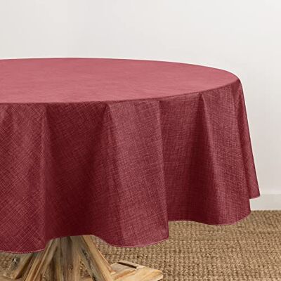 Elrene Home Fashions Monterey Linen Inspired Tovaglia in vinile impermeabile e antimacchia, con retro in flanella, 178 x 177,8 cm, rotonda, mattone Elrene Home Fashions Monterey Linen Inspired Tovaglia in vinile impermeabile e antimacchia, con retro in flanella, 178 x 177,8 cm, rotonda, mattone