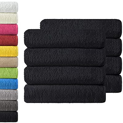 NatureMark Set di 8 asciugamani in spugna, 50 x 100 cm, nero, 100% cotone NatureMark Set di 8 asciugamani in spugna, 50 x 100 cm, nero, 100% cotone