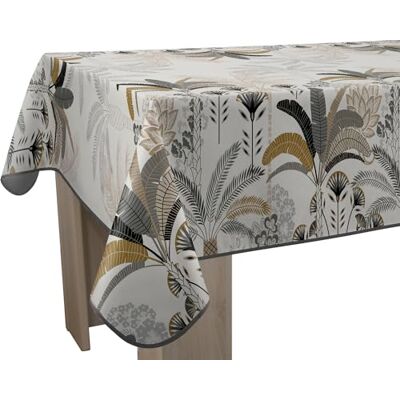 Le linge de Jules Tovaglia antimacchia palme, rettangolare, 120 x 150 cm, beige, grigio, nero Le linge de Jules Tovaglia antimacchia palme, rettangolare, 120 x 150 cm, beige, grigio, nero