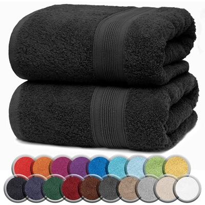 NatureMark Confezione da 2 Asciugamani Sauna, Qualità Premium, 80 x 200 cm, 100% Cotone, Nero NatureMark Confezione da 2 Asciugamani Sauna, Qualità Premium, 80 x 200 cm, 100% Cotone, Nero