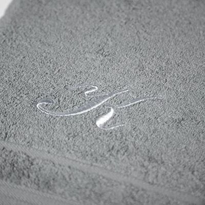 Caleffi Asciugamano con Ospite in Cotone Ricamata Grigio Caleffi Asciugamano con Ospite in Cotone Ricamata Grigio