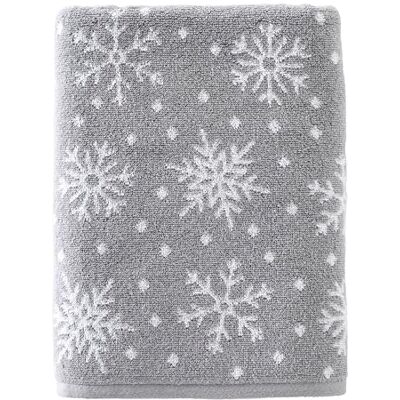 SKL Home Asciugamano da bagno natalizio e invernale, con fiocchi di neve, grigio SKL Home Asciugamano da bagno natalizio e invernale, con fiocchi di neve, grigio