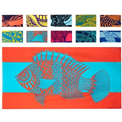 Nova Blue Telo mare tropicale pesce (34 x 63) – Asciugamano da spiaggia pieghevole rosso e blu brillante realizzato in 100% cotone – Asciugamano da bagno colorato vivace – Telo da spiaggia turchese Nova Blue Telo mare tropicale pesce (34 x 63) – Asciugamano da spiaggia pieghevole rosso e blu brillante realizzato in 100% cotone – Asciugamano da bagno colorato vivace – Telo da spiaggia turchese