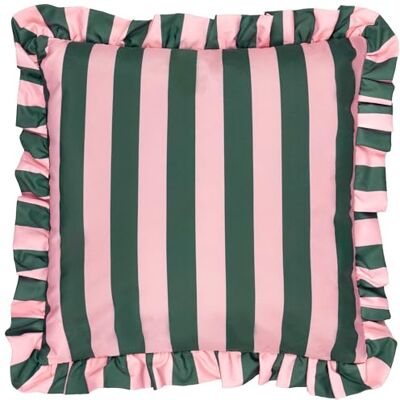 furn. Palm Royale Stripe Fodera Per Cuscino – Resistente All Acqua A Righe Audaci Bordo Con Volant Outdoor Fodera Decorativa (Rosa/Verde – 50x50cm) furn. Palm Royale Stripe Fodera Per Cuscino – Resistente All Acqua A Righe Audaci Bordo Con Volant Outdoor Fodera Decorativa (Rosa/Verde – 50x50cm)