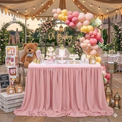 QueenDream Tovaglia da tavolo in chiffon, trasparente, rettangolare, 3,5 m, per matrimoni, 1° bambina, festa di compleanno, addio al nubilato QueenDream Tovaglia da tavolo in chiffon, trasparente, rettangolare, 3,5 m, per matrimoni, 1° bambina, festa di compleanno, addio al nubilato