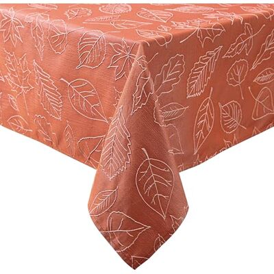 Laura Ashley Tovaglia in tessuto jacquard ricamato, resistente alle pieghe, per cene, vacanze, feste, matrimoni o banchetti, 152,4 x 304,8 cm, acero speziato Laura Ashley Tovaglia in tessuto jacquard ricamato, resistente alle pieghe, per cene, vacanze, feste, matrimoni o banchetti, 152,4 x 304,8 cm, acero speziato