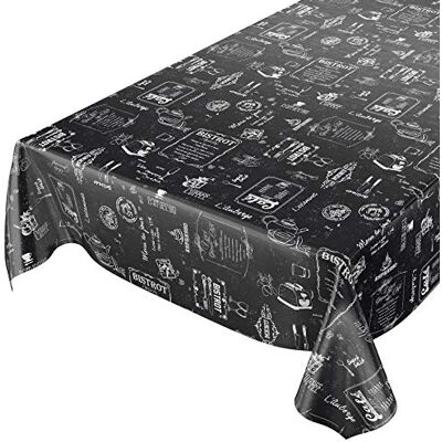 ANRO Tovaglia cerata, lavabile, colore nero, motivo bistro, stile retrò, moderna, 100 x 140 cm ANRO Tovaglia cerata, lavabile, colore nero, motivo bistro, stile retrò, moderna, 100 x 140 cm