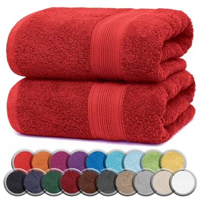 NatureMark Confezione da 2 Asciugamani Sauna, Qualità Premium, 80 x 200 cm, 100% Cotone, Rosso NatureMark Confezione da 2 Asciugamani Sauna, Qualità Premium, 80 x 200 cm, 100% Cotone, Rosso
