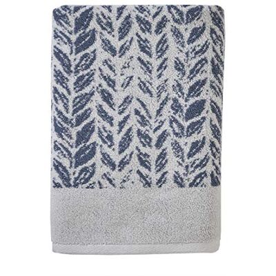 SKL Home Asciugamano da bagno con foglie invecchiate in 100% cotone turco premium, 600 g/m², jacquard morbido e assorbente, blu denim SKL Home Asciugamano da bagno con foglie invecchiate in 100% cotone turco premium, 600 g/m², jacquard morbido e assorbente, blu denim