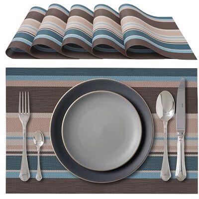 IPEA Tovagliette Americane Eleganti 45 x 30 cm per Cena, Pranzo, Colazione 6 Unità Tovaglietta Lavabile, Resistente al Calore, Antiscivolo, Antimacchia per Tavolo della Cucina e Sala A Strisce IPEA Tovagliette Americane Eleganti 45 x 30 cm per Cena, Pranzo, Colazione 6 Unità Tovaglietta Lavabile, Resistente al Calore, Antiscivolo, Antimacchia per Tavolo della Cucina e Sala A Strisce