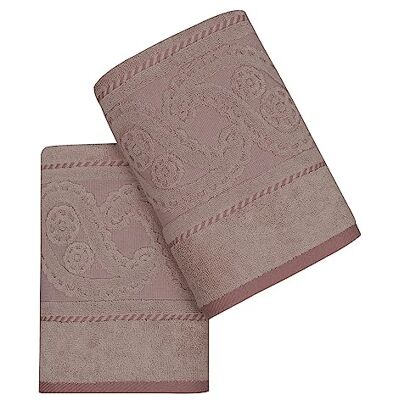 WELLHOME - Set 2 asciugamani da mano - rosa polvere beige - 50x90 cm - Set asciugamani WELLHOME - Set 2 asciugamani da mano - rosa polvere beige - 50x90 cm - Set asciugamani