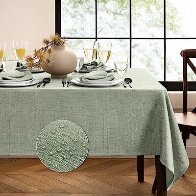 Elrene Home Fashions Laurel Tovaglia in tinta unita, resistente all'acqua e alle macchie, rettangolare, 152 x 260 cm, colore: salvia Elrene Home Fashions Laurel Tovaglia in tinta unita, resistente all'acqua e alle macchie, rettangolare, 152 x 260 cm, colore: salvia