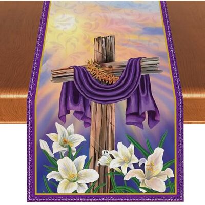 Rvsticty Runner da tavola in lino con scritta in inglese "Happy Easter He is Risen", con croce cristiana, Pasqua, primavera, estate, feste, decorazioni e forniture per casa, cucina, tavolo, 33 x 183 cm Rvsticty Runner da tavola in lino con scritta in inglese "Happy Easter He is Risen", con croce cristiana, Pasqua, primavera, estate, feste, decorazioni e forniture per casa, cucina, tavolo, 33 x 183 cm