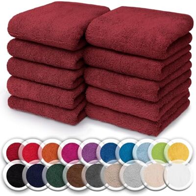 NatureMark Set da 10 panni in spugna per viso e mani – 100% cotone, morbidi e assorbenti – 30×30 cm, Rosso Bordeaux NatureMark Set da 10 panni in spugna per viso e mani – 100% cotone, morbidi e assorbenti – 30×30 cm, Rosso Bordeaux