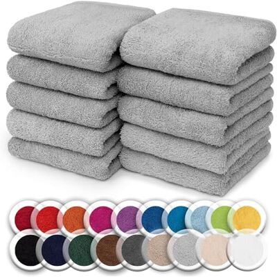 NatureMark Set da 10 panni in spugna per viso e mani – 100% cotone, morbidi e assorbenti – 30×30 cm, Grigio Argento NatureMark Set da 10 panni in spugna per viso e mani – 100% cotone, morbidi e assorbenti – 30×30 cm, Grigio Argento