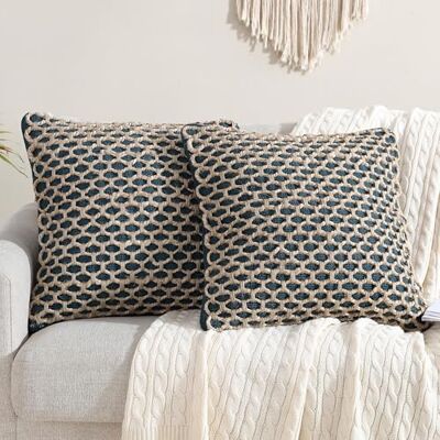 Boho Living Jada 2 federe decorative per cuscino, inserto per cuscino non incluso, design intrecciato di alta qualità, decorazione per soggiorno, (2) 50,8 x 50,8 cm, indaco Boho Living Jada 2 federe decorative per cuscino, inserto per cuscino non incluso, design intrecciato di alta qualità, decorazione per soggiorno, (2) 50,8 x 50,8 cm, indaco